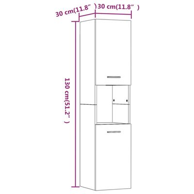 vidaXL Koupelnová skříňka kouřový dub 30x30x130 cm kompozitní dřevo