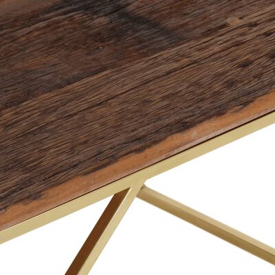 vidaXL Konferenční stolek zlatý nerezová ocel a pražcové dřevo