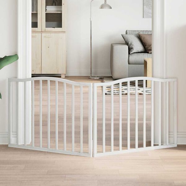 vidaXL Z&aacute;brana pro psy skl&aacute;dac&iacute; 2 panely b&iacute;l&aacute; 160 cm topolov&eacute; dřevo