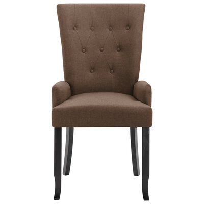 vidaXL Jídelní židle s područkami 6 ks hnědé textil