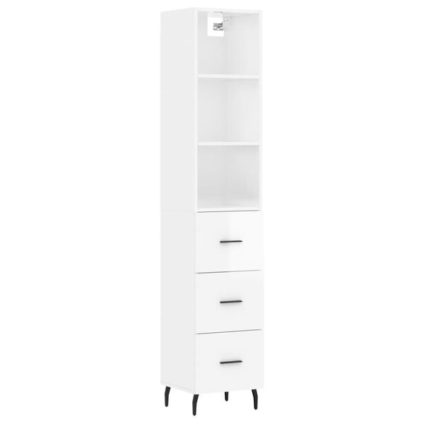 vidaXL Skř&iacute;ň highboard b&iacute;l&aacute; s vysok&yacute;m leskem 34,5x34x180 cm kompozit