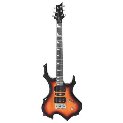 vidaXL Elektrická kytara pro začátečníky s obalem hnědá/černá 4/4 39"