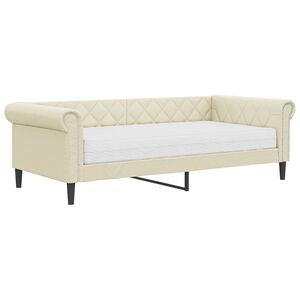 vidaXL V&aacute;lenda s matrac&iacute; kr&eacute;mov&aacute; 90 x 200 cm uměl&aacute; kůže