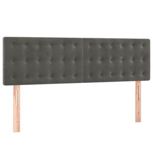 vidaXL Čela postele tmavě &scaron;ed&aacute; 144x5x78/88 cm samet