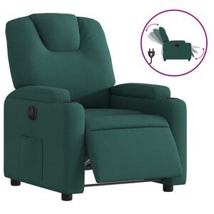 vidaXL Elektrick&eacute; polohovac&iacute; křeslo tmavě zelen&eacute; textil