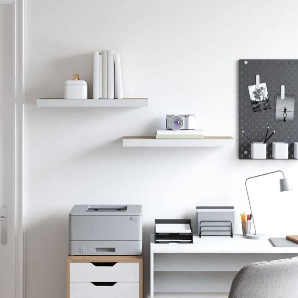 vidaXL Plovouc&iacute; n&aacute;stěnn&eacute; police 2 ks dub a b&iacute;l&eacute; 60 x 23,5 x 3,8 cm MDF