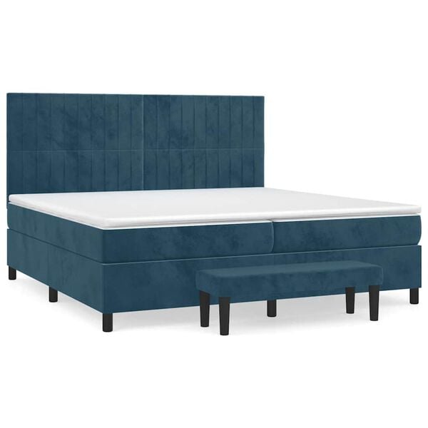 vidaXL Box spring postel s matrac&iacute; tmavě modr&aacute; 200x200 cm samet