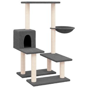 vidaXL &Scaron;krabadlo pro kočky se sisalov&yacute;mi sloupky tmavě &scaron;ed&eacute; 94,5 cm