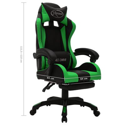 vidaXL Herní židle s RGB LED podsvícením zeleno-černá faux kůže