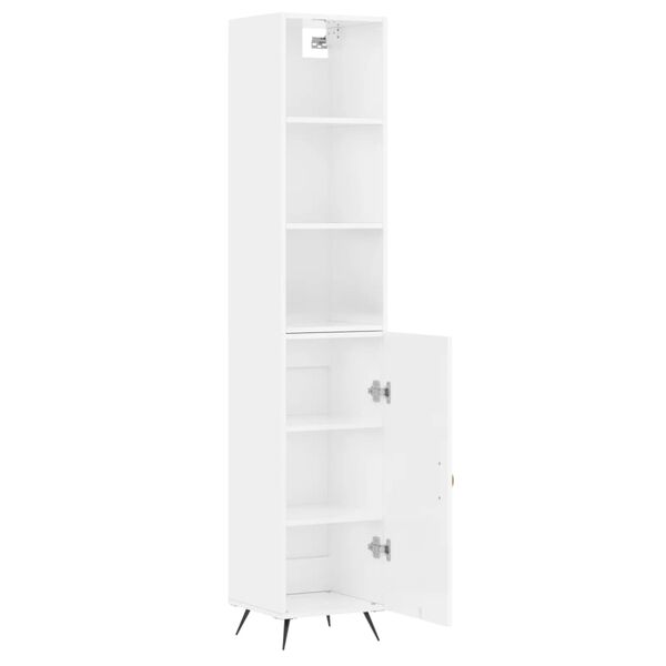vidaXL Skř&iacute;ň highboard b&iacute;l&aacute; s vysok&yacute;m leskem 34,5x34x180 cm kompozit