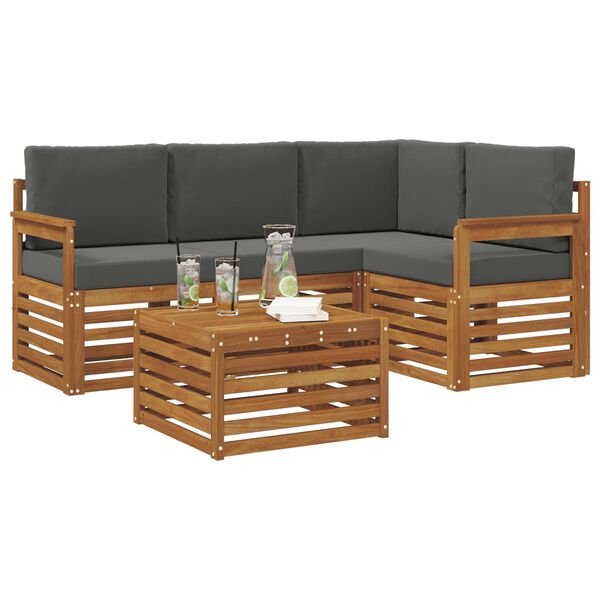 vidaXL N&aacute;bytkov&eacute; sety 5 pcs Přirozen&aacute; a Anthracitov&aacute; kompozitn&iacute; dřevo