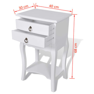 vidaXL Noční stolek se 2 zásuvkami bílý