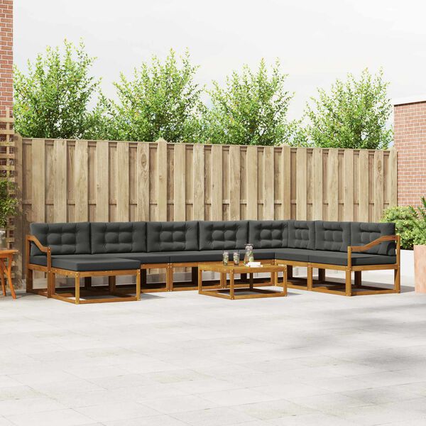 vidaXL Venkovn&iacute; pohovkov&aacute; souprava 9 pcs Přirozen&aacute; a Anthracitov&aacute;