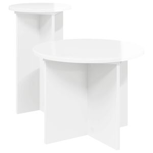 vidaXL Sada odkl&aacute;dac&iacute;ch stolků s &uacute;loži&scaron;těm 2 pcs B&iacute;l&aacute; s vysok&yacute;m leskem