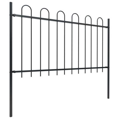 vidaXL Zahradní plot s obloučky ocelový 15,3 x 1 m černý