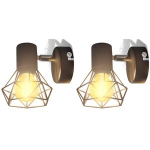 2 čern&aacute; industri&aacute;ln&iacute; n&aacute;stěnn&aacute; sv&iacute;tidla dr&aacute;těn&aacute; st&iacute;nidla a LED ž&aacute;rovky