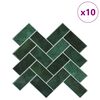 vidaXL Dlaždice vzoru ryb&iacute; kosti 10 pcs Tmavě zelen&aacute; 30 x 30 cm