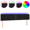 vidaXL Čelo postele s LED čern&eacute; 183 x 16 x 78/88 cm samet