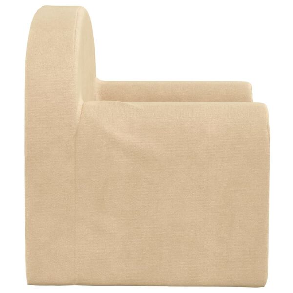 vidaXL Dětsk&aacute; rozkl&aacute;dac&iacute; pohovka kr&eacute;mov&aacute; měkk&yacute; ply&scaron;