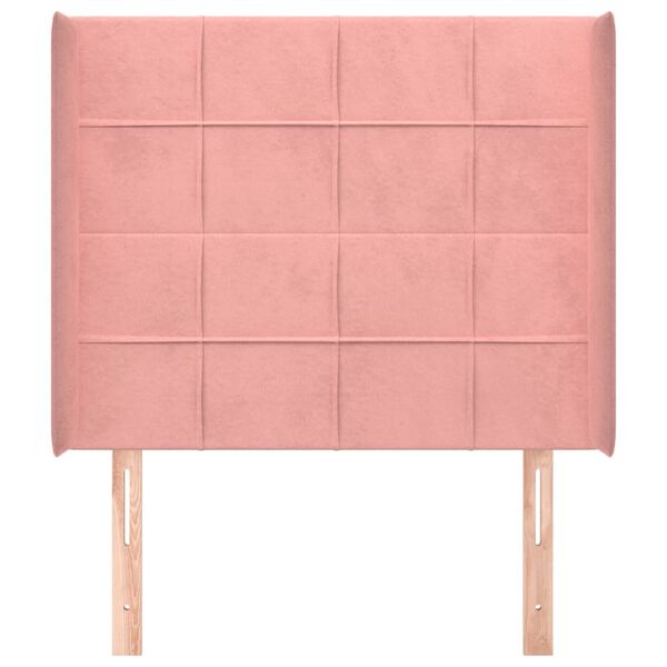 vidaXL Čelo postele typu u&scaron;&aacute;k růžov&eacute; 83x16x118/128 cm samet