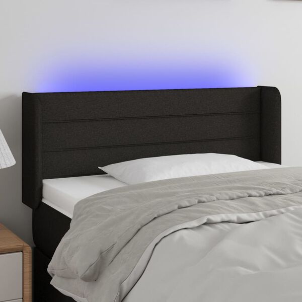 vidaXL Čelo postele s LED čern&eacute; 83 x 16 x 78/88 cm textil