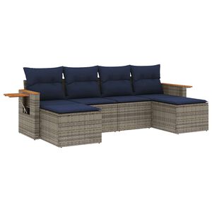 vidaXL 6d&iacute;ln&aacute; zahradn&iacute; sedac&iacute; souprava s podu&scaron;kami &scaron;ed&aacute; polyratan