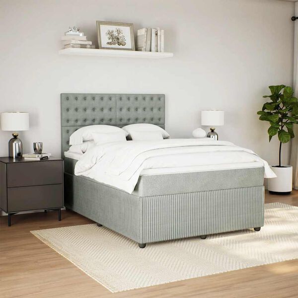 vidaXL Box spring postel s matrac&iacute; světle &scaron;ed&aacute; 140x190 cm samet