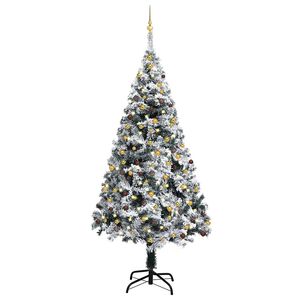vidaXL Uměl&yacute; v&aacute;nočn&iacute; stromek s LED a sadou koul&iacute; zelen&yacute; 210 cm PVC