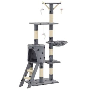vidaXL &Scaron;krabadlo pro kočky sisalov&eacute; sloupky 138 cm &scaron;ed&eacute; s tlapkami