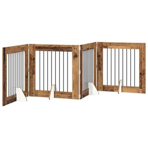vidaXL Skl&aacute;dac&iacute; ps&iacute; br&aacute;na se stojany 4 pcs Star&eacute; dřevo 321 cm