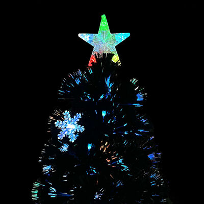vidaXL Vánoční strom s LED vločkami černý 210 cm optické vlákno