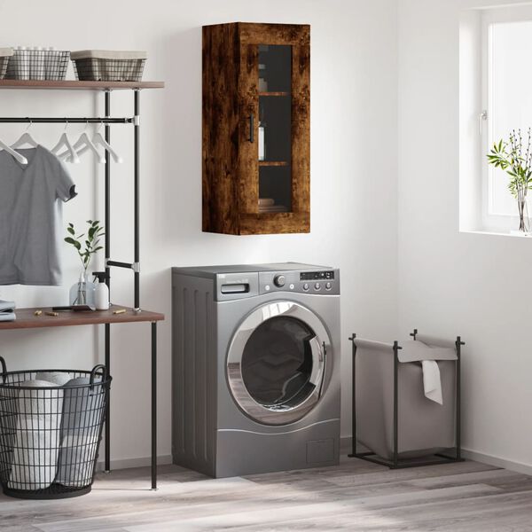 vidaXL N&aacute;stěnn&aacute; skř&iacute;ňka kouřov&yacute; dub 34,5 x 34 x 90 cm