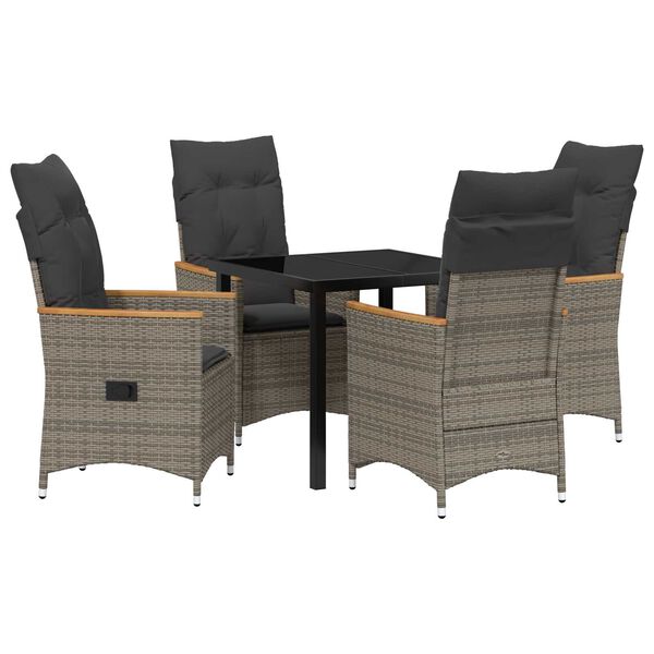 vidaXL Zahradn&iacute; j&iacute;deln&iacute; souprava s pol&scaron;t&aacute;řem 5 pcs &Scaron;ed&aacute; polyratan