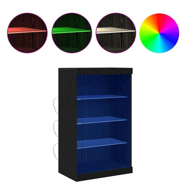 vidaXL LED komoda Čern&yacute; dub 60,5 x 37 x 100 cm kompozitn&iacute; dřevo