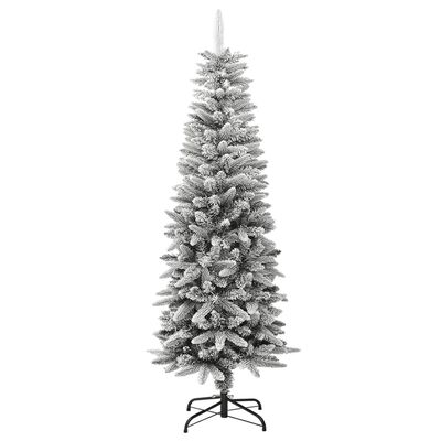 vidaXL Umělý úzký vánoční stromek se sněhem 150 cm PVC a PE