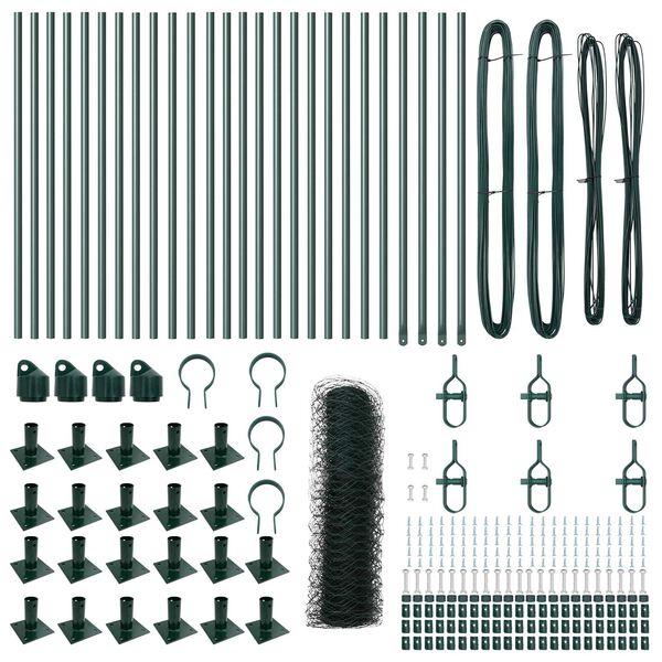 vidaXL Plotov&yacute; sloupek. Zelen&aacute; 50 x 0,4 m (36 mm s&iacute;ť) Ocel a PVC