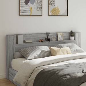 vidaXL Čelo postele &uacute;ložn&yacute; prostor a LED &scaron;ed&eacute; sonoma 220x16,5x103,5 cm