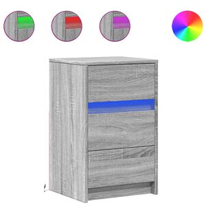 vidaXL Nočn&iacute; stolek s LED osvětlen&iacute;m &scaron;ed&yacute; sonoma kompozitn&iacute; dřevo