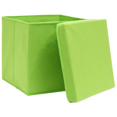 vidaXL Úložné boxy s víky 10 ks zelené 32 x 32 x 32 cm textil