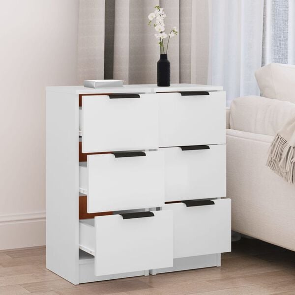 vidaXL Příborníky 2 ks bílé 30 x 30 x 70 cm kompozitní dřevo