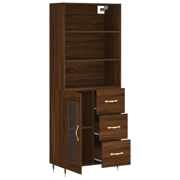 vidaXL Skř&iacute;ň highboard hněd&yacute; dub 69,5 x 34 x 180 cm kompozitn&iacute; dřevo