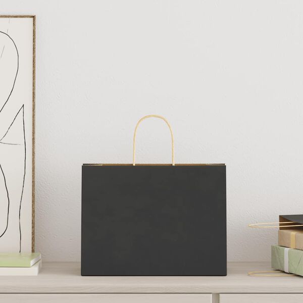 vidaXL Pap&iacute;rov&eacute; ta&scaron;ky 50 ks s uchy čern&eacute; 32x17x25 cm