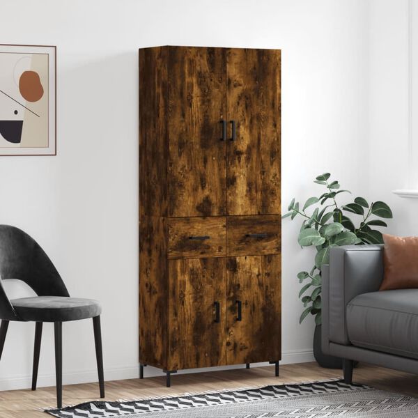 vidaXL Skř&iacute;ň highboard kouřov&yacute; dub 69,5 x 34 x 180 cm kompozitn&iacute; dřevo