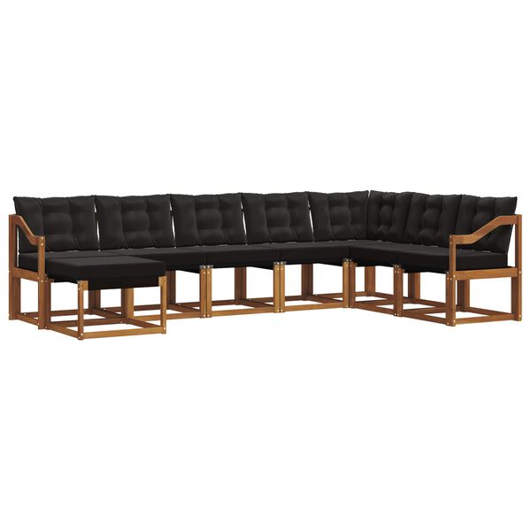 vidaXL Venkovn&iacute; pohovkov&aacute; souprava s pol&scaron;t&aacute;řem 8 pcs Přirozen&aacute; a čern&aacute;