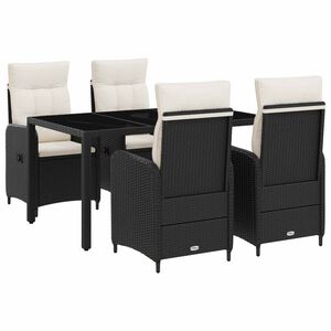 vidaXL Zahradn&iacute; j&iacute;deln&iacute; sada 5 pcs Čern&aacute; a kr&eacute;mově b&iacute;l&aacute;