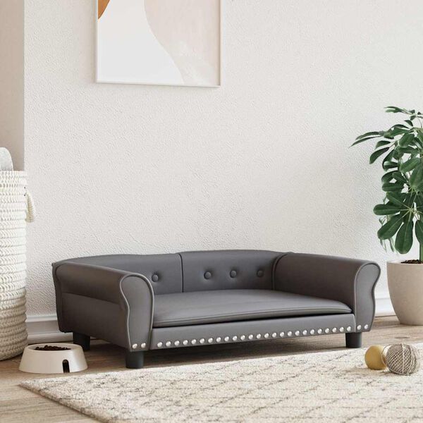 vidaXL Pel&iacute;&scaron;ek pro psy &scaron;ed&yacute; 95 x 55 x 30 cm uměl&aacute; kůže