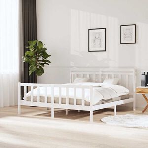 vidaXL R&aacute;m postele b&iacute;l&yacute; 180 x 200 cm Super King masivn&iacute; dřevo