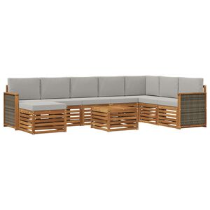 vidaXL Venkovn&iacute; pohovkov&aacute; souprava 7 pcs Př&iacute;rodn&iacute; a světle &scaron;ed&aacute;