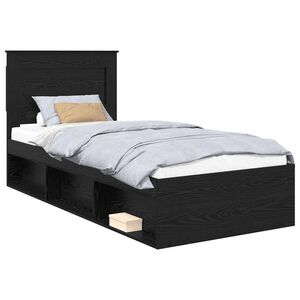 vidaXL R&aacute;m postele se z&aacute;suvkou Čern&aacute; 90 x 200 cm Masivn&iacute; borov&eacute; dřevo