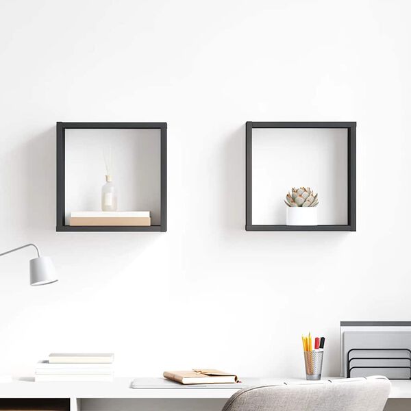 vidaXL N&aacute;stěnn&eacute; krychlov&eacute; police 2 ks &scaron;ed&eacute; 30 x 15 x 30 cm